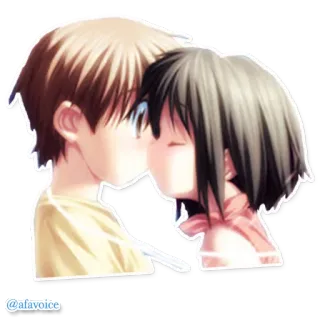 💛 @afavoice Anime, Pocałunek, Para, Romans, Miłość, Kreskówka, Animacja, Uczucie telegram sticker