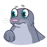 😨 phoque, dessin animé, animal, mammifère, mignon, drôle telegram sticker