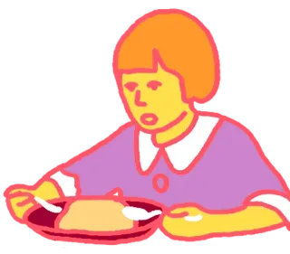 🍝 criança, comida, alimento, desenho animado, retro, vintage whatsapp sticker