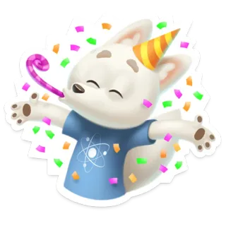 🥳 праздник, вечеринка, собака, конфетти, праздничный, животное telegram sticker