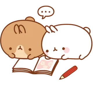 📰 kawaii, cute, animals, studying, writing, molang telegram sticker