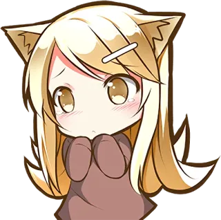 😕 Q版, 动漫, 漫画, 猫耳, 卡哇伊, 可爱 whatsapp sticker