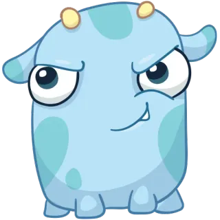 😈 monstre, dessin animé, bleu, drôle, mignon, créature whatsapp sticker
