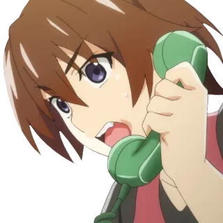 📞 anime, dibujos animados, mujer, teléfono, impactada whatsapp sticker