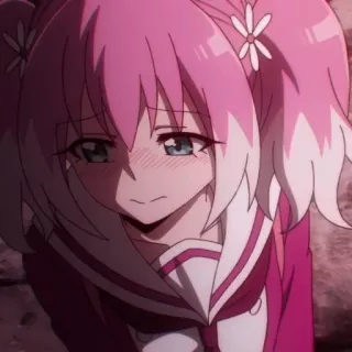 😳 Anime, Pinke Haare, Zöpfe, Erröten, Süß, Mädchen telegram sticker