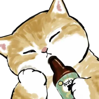 🍻 おさけ kucing, alkohol, minum, lucu, hewan, botol, kartun telegram sticker