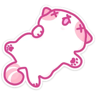 😩 kot, kociak, uroczy, naklejka, kreskówka, zwierzę, różowy, martwy whatsapp sticker