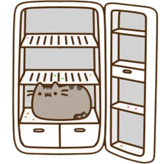 🍴 Pusheen Pusheen, 猫, 漫画, 冷蔵庫, 食べ物 telegram sticker