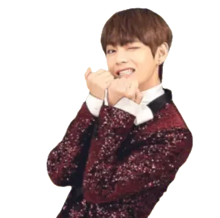 😉 V V, BTS, K-pop, Idol, Cantante, Occhiolino, Giacca scintillante, Pop coreano telegram sticker