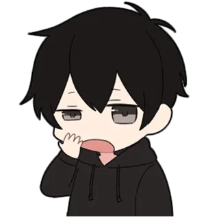 ❤️ anime, yawn, sleepy, bored, character, black hair, hoodie telegram sticker