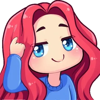 🤔 мультфильм, аниме, рыжие волосы, милая, девочка, стикер telegram sticker