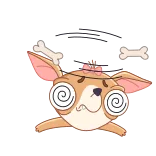 😵‍💫 Cartoon Hund, Chihuahua, schwindelig, Hund, Knochen, Cartoon whatsapp sticker