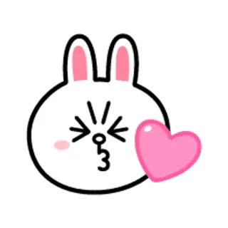 😋 coniglio, cuore, bacio, carino, cartone animato telegram sticker
