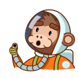 👍 aap, astronaut, ruimte, helm, pak, cartoon telegram sticker