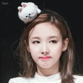 ☕️ woman, person, cute, korean, bunny, headband whatsapp sticker