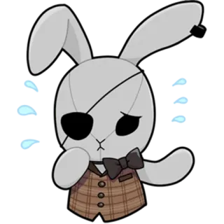 😥 bunny, rabbit, eyepatch, cartoon, cute, sad telegram sticker