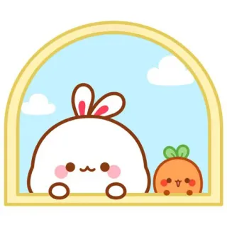 🍼 conejo, conejito, zanahoria, lindo, ventana, cielo telegram sticker