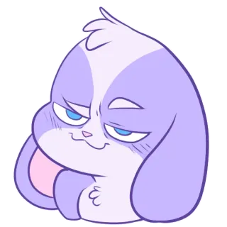 😏 thỏ, động vật, hoạt hình, dễ thương, tím telegram sticker