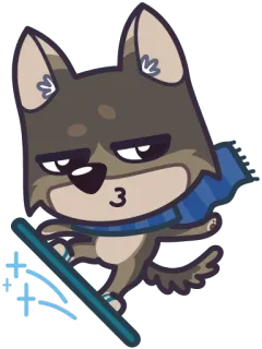 🏂 3 cachorro, snowboard, inverno, desenho animado, snowboard, azul telegram sticker