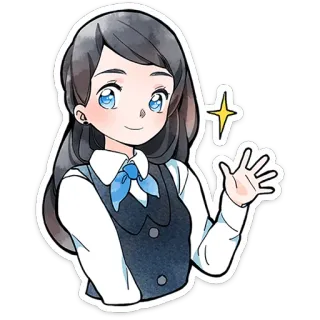 👋 anime, meisje, vrouw, cartoon, glimlachend, vriendelijk telegram sticker