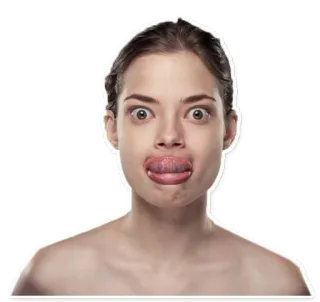 😝 mujer, lengua, cara, expresión, gracioso, tonto telegram sticker