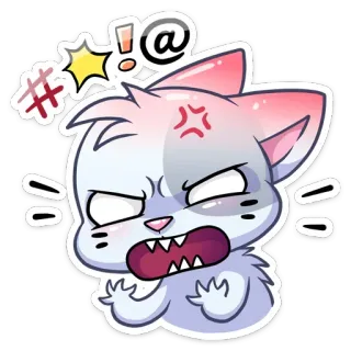 🤬 bravo, gato, desenho animado, felino, expressão telegram sticker