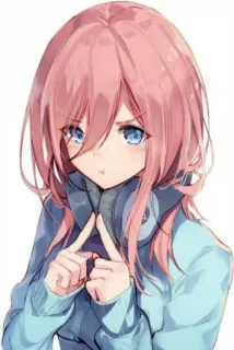 ❤️ Anime, Chica, Auriculares, Pelo rosa, Ojos azules, Dibujos animados telegram sticker