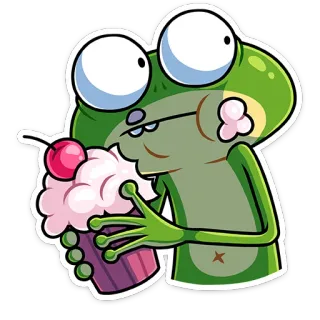 🍧 rana, cupcake, postre, dibujos animados, lindo, caprichoso telegram sticker