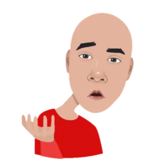 😳 careca, questionando, confuso, camisa vermelha, desenho animado, animado telegram sticker