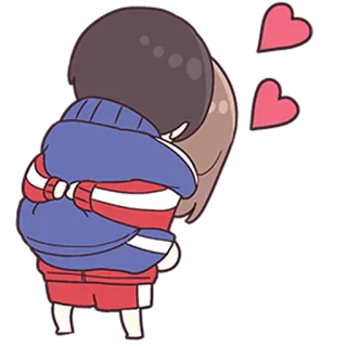 💙 cartoon, hug, hearts, love, anime whatsapp sticker