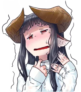 🤧 ragazza anime, demone, corna, piangendo, triste, esausto telegram sticker