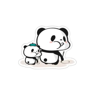 😔 パンダ, くま, かわいい, 動物, カワイイ, 漫画, ステッカー telegram sticker