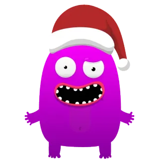 😳 monstro, natal, gorro de papai noel, roxo, desenho animado, fofo, engraçado, feriado telegram sticker