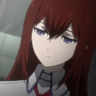⏱ Kurisu Makise Steins;Gate Anime, Feminino, Cabelo ruivo, Sério, Cientista whatsapp sticker