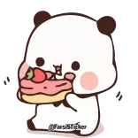 🍰 @FarsiSticker Panda, Comendo, Fofo, Morango, Bolo, Sobremesa telegram sticker