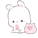 💋 토끼, 돼지, 귀여운, 만화, 동물, 귀엽 telegram sticker