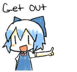 👉 Get Out Anime, Cô gái, Biến đi, Biểu cảm, Phim hoạt hình, Minh họa telegram sticker