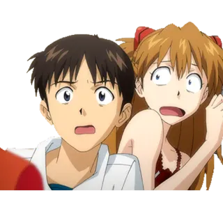 😱 Shinji Ikari, Asuka Langley Soryu Neon Genesis Evangelion animé, choqué, personnages, Evangelion whatsapp sticker