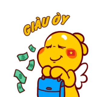 🤑 GIÀU ÒY dinheiro, riqueza, Vietname, personagem, sorte whatsapp sticker