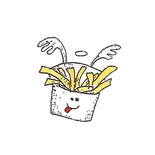 🍟 картошка фри, еда, мультфильм, фастфуд, закуска, крылья, талисман telegram sticker