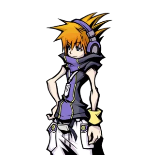 ☺️ Neku Sakuraba The World Ends with You anime, video game character, headphones, orange hair, Neku, Sakuraba, TWEWY telegram sticker