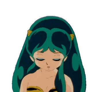 😔 Lum Urusei Yatsura อนิเมะ, การ์ตูน, ผู้หญิง, เศร้า, ร้องไห้, Urusei Yatsura telegram sticker