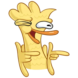 😉 Мультфильм, Жёлтый, Утка, Пистолет из пальцев, Смешной, Милый telegram sticker