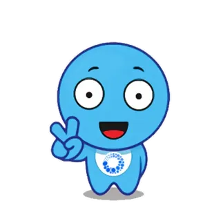 ✌ Cartone animato, Personaggio, Simbolo di pace, Blu, Amichevole, Mascotte telegram sticker