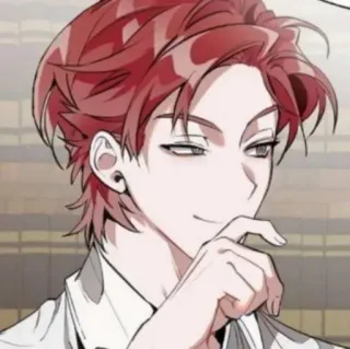 🥢 Anime, Manga, Manhwa, pelo rojo, personaje, sonrisa socarrona telegram sticker