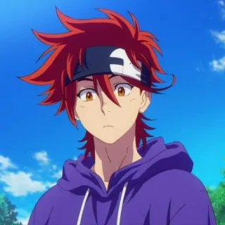 🌶 Anime Charakter, rote Haare, lila Hoodie telegram sticker