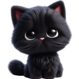 😞 gato, animal, fofo, gatinho, gato preto, desenho animado, animal de estimação whatsapp sticker