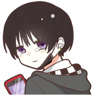 😏 anime, postać, kreskówka, telefon komórkowy, manga, smutny telegram sticker