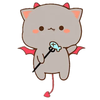 😈 Katze, Teufel, Cartoon, süß, Fisch, Sticker telegram sticker