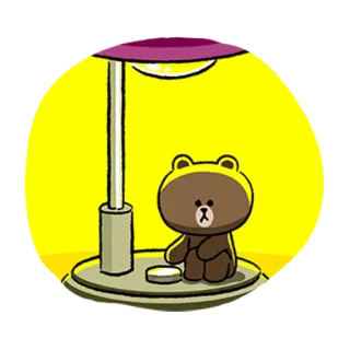 😐 Brown Bear oso, lindo, dibujo animado, lámpara, triste, kawaii telegram sticker